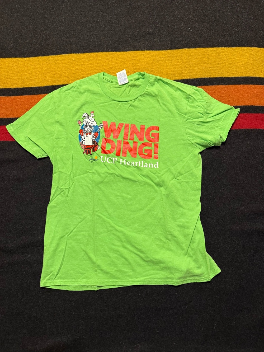 Lime Green 'Wing Ding' Graphic Short Sleeve Tee